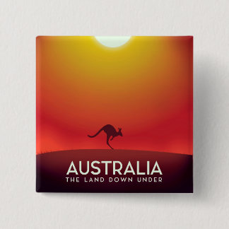 Australia " The land down under" vacation print. 15 Cm Square Badge