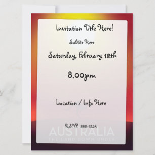 Australia " The land down under" vacation print. Invitation