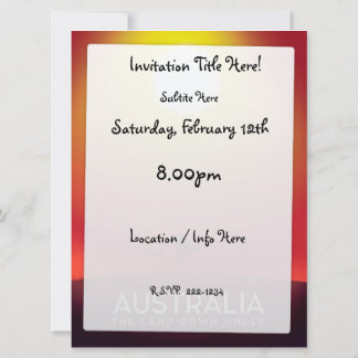 Australia " The land down under" vacation print. Invitation