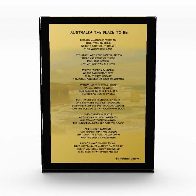 Australia the Place to Be Acrylic Block (Front)