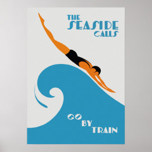 Australia, The Seaside Calls Vintage Travel Poster