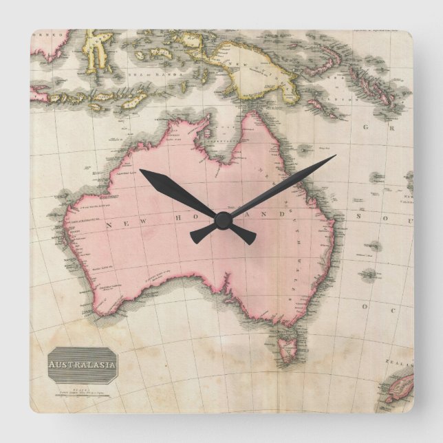 Australia & the South West Pacific Square Wall Clock (Front)