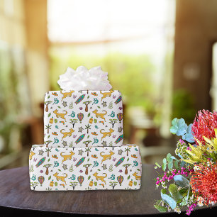 Australia Themed Pattern White Wrapping Paper