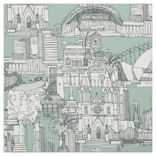 Australia toile de jouy balsam duck egg fabric