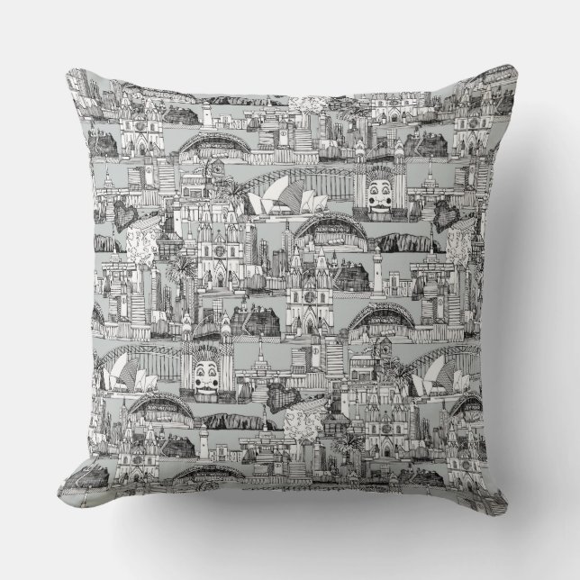 Australia toile de jouy monochrome cushion (Front)