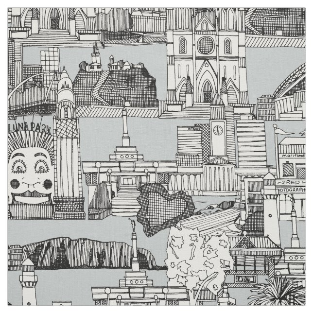 AUSTRALIA toile de jouy monochrome Fabric (Swatch)