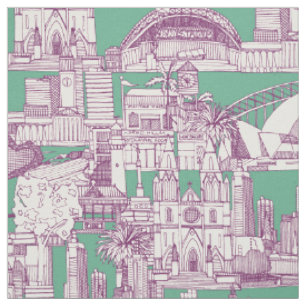 Australia toile de jouy purple peppermint fabric
