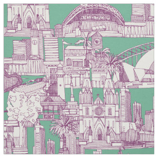 Australia toile de jouy purple peppermint fabric
