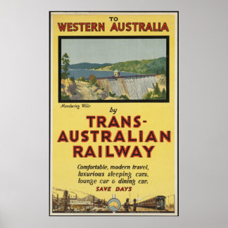 Australia Train Vintage Travel Poster Ad Retro
