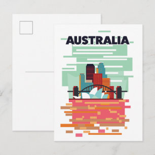 Australia Travel poster Invitation Postcard
