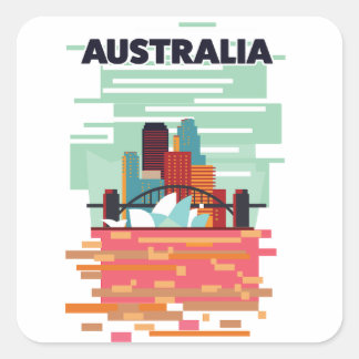 Australia Travel poster Square Sticker