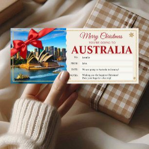 Australia Trip Christmas Reveal Gift Ticket Card