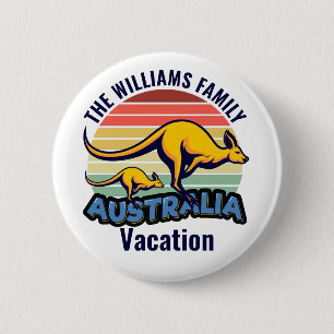Australia Trip Cute Kangaroo Sunset Custom 6 Cm Round Badge
