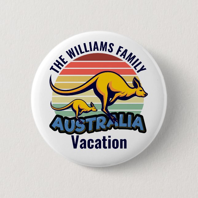 Australia Trip Cute Kangaroo Sunset Custom 6 Cm Round Badge (Front)