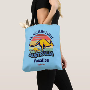 Australia Trip Cute Kangaroo Sunset Custom Blue Tote Bag