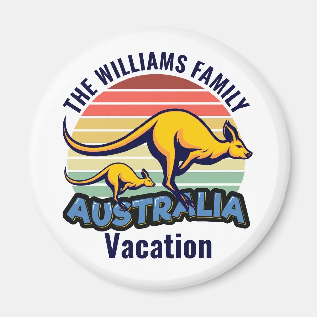 Australia Trip Cute Kangaroo Sunset Custom Magnet (Front)