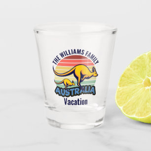 Australia Trip Cute Kangaroo Sunset Custom Shot Glass