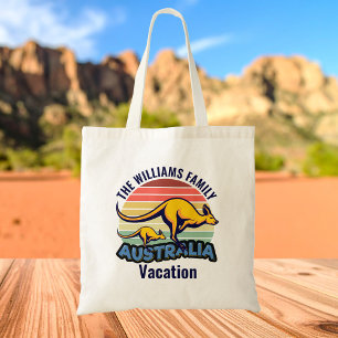 Australia Trip Cute Kangaroo Sunset Custom Tote Bag
