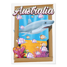 Australia Underwater shark travel poster
