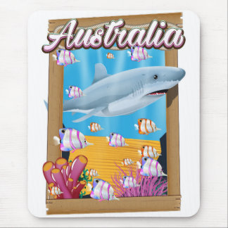 Australia Underwater shark travel poster Mouse Mat