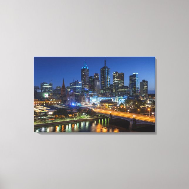 Australia, Victoria, Melbourne, skyline with Canvas Print (Front)
