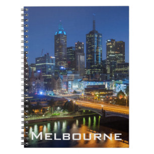 Australia, Victoria, Melbourne, skyline with Notebook