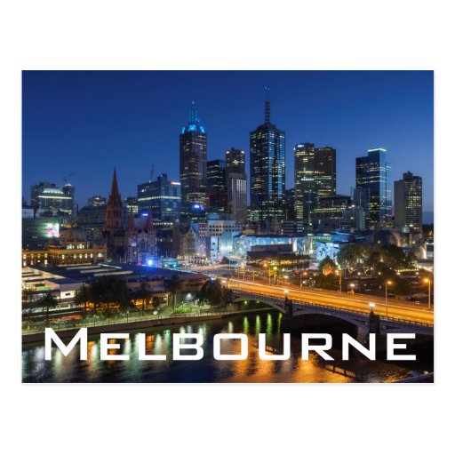 Image of Australia, Victoria, Melbourne, skyline with Postcard