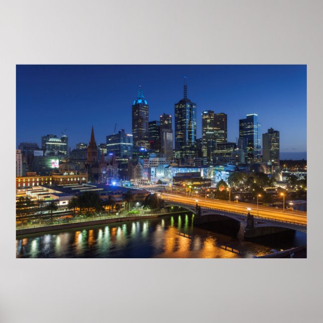Australia, Victoria, Melbourne, skyline with Poster (Front)