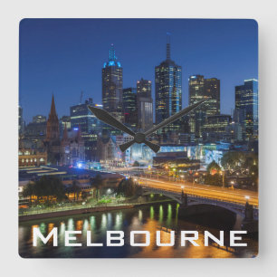 Australia, Victoria, Melbourne, skyline with Square Wall Clock