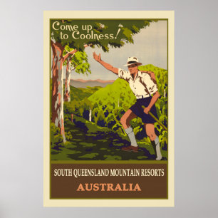 Australia Vintage Mountain Travel Poster