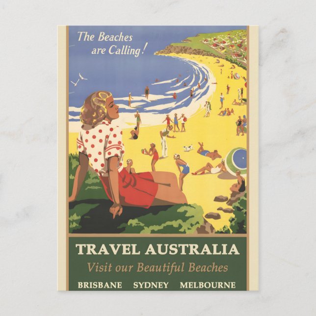 Australia vintage poster holiday postcard (Front)