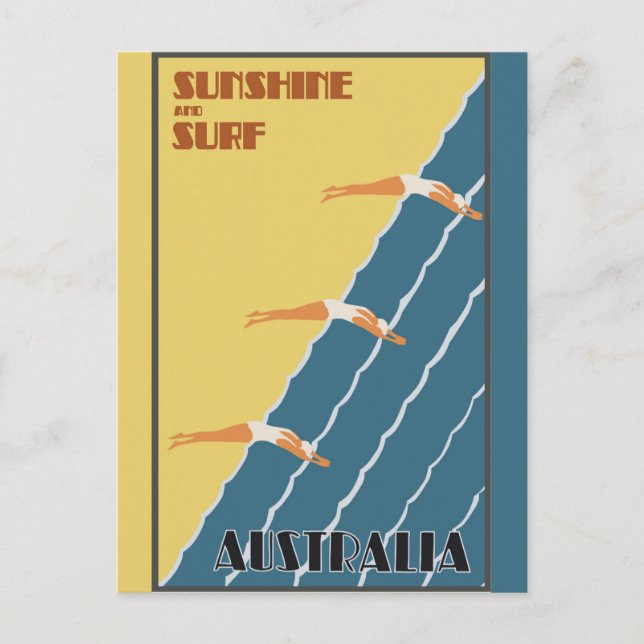 Australia Vintage Retro Beach Travel Poster Postcard (Front)