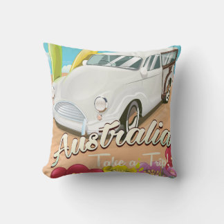 Australia vintage surf travel poster cushion