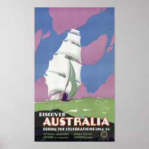 Australia Vintage Travel Poster Restored