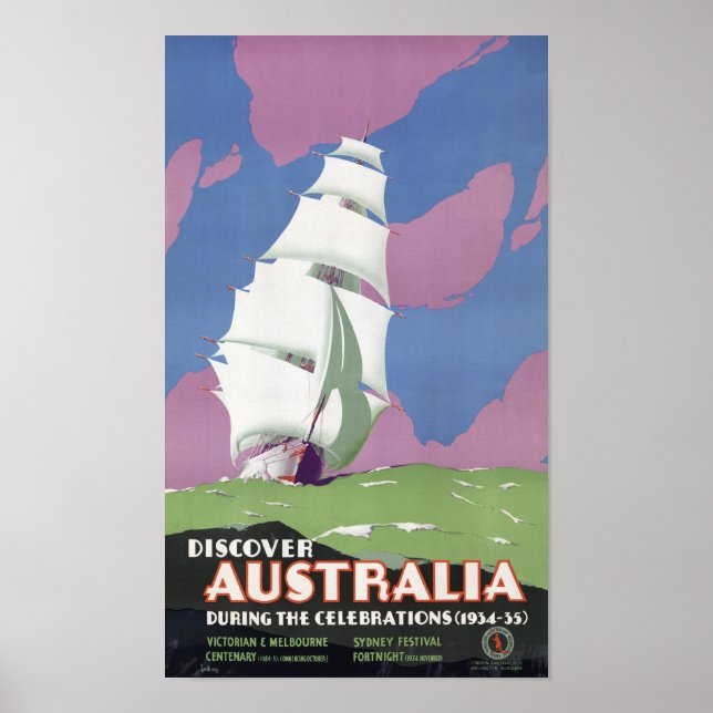 Australia Vintage Travel Poster Restored (Front)