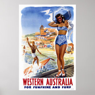 Australia Vintage Travel Poster Restored