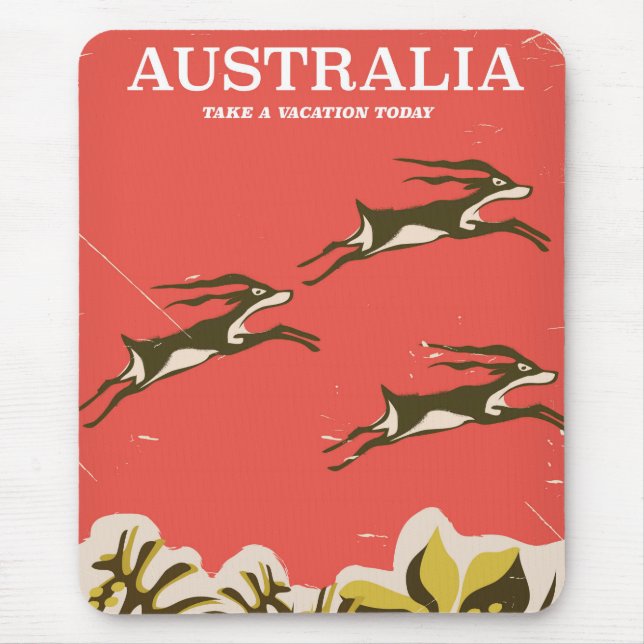 Australia vintage vacation print mouse mat (Front)