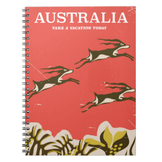 Australia vintage vacation print notebook