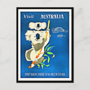 Australia - Visit Australia, vintage illustration Postcard