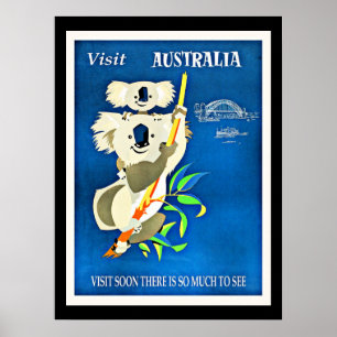 Australia - Visit Australia vintage illustration Poster