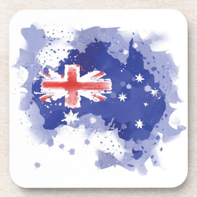 Australia Watercolor Map Coaster (Front)