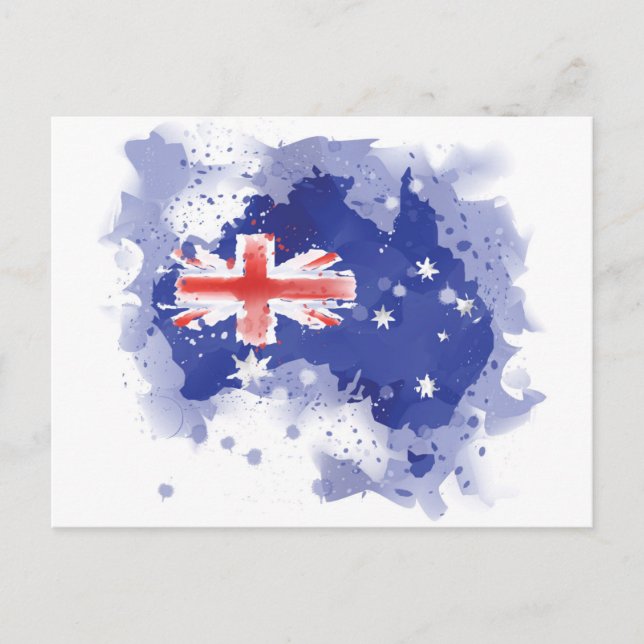 Australia Watercolor Map Postcard (Front)