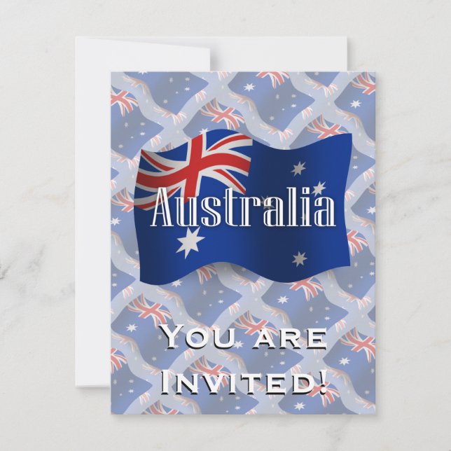 Australia Waving Flag Invitation (Front)
