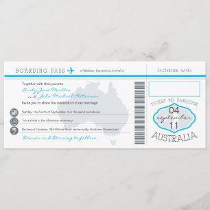 Australia Wedding Boarding Pass Invitation