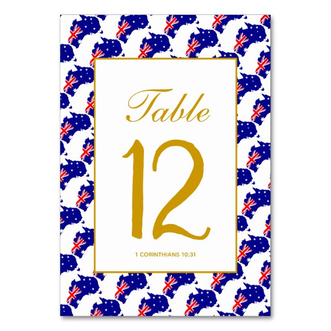 AUSTRALIA Wedding Special Celebration Table Number (Front)