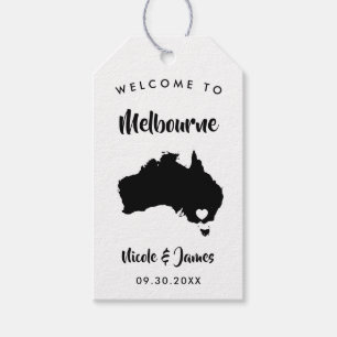 Australia Wedding Welcome Bag Tags, Map Gift Tags
