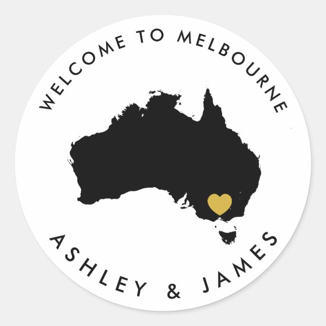 Australia Wedding Welcome Sticker for Box, Bag (Front)