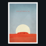 Australia with Sunset & Ayers Rock/Uluru | Poster<br><div class="desc">This is a modern and minimalist style travel poster of Australia. The huge sun sets slowly behind the Ayers Rock/Uluru.</div>