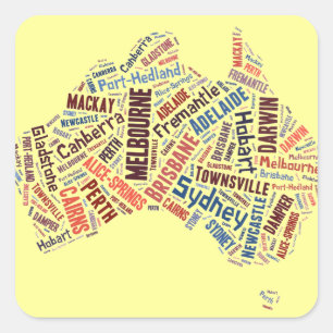 Australia Word Art Square Sticker