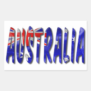 Australia Word With Flag Texture Rectangular Sticker